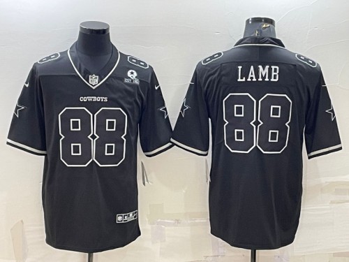 Men's Dallas Cowboys #88 CeeDee Lamb Black With 1960 Patch Limited Stitched Football Jersey - Click Image to Close